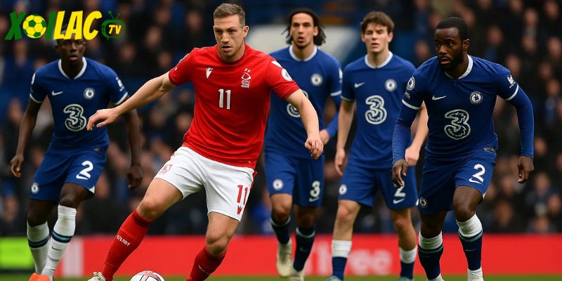 Chris Wood tìm khoảng trống trước hàng thủ Chelsea trong Nottingham Forest vs Chelsea. Chris Wood tìm khoảng trống trước hàng thủ Chelsea trong Nottingham Forest vs Chelsea.